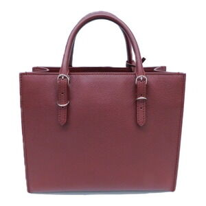 Balenciaga Compact Paper Strap Handbag Mirror Shoulder Maroon Leather Brown